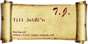 Till Jolán névjegykártya