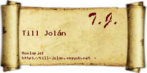 Till Jolán névjegykártya